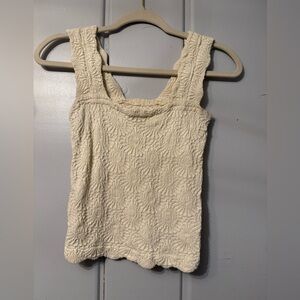 Free People Cream Textured Tank Top